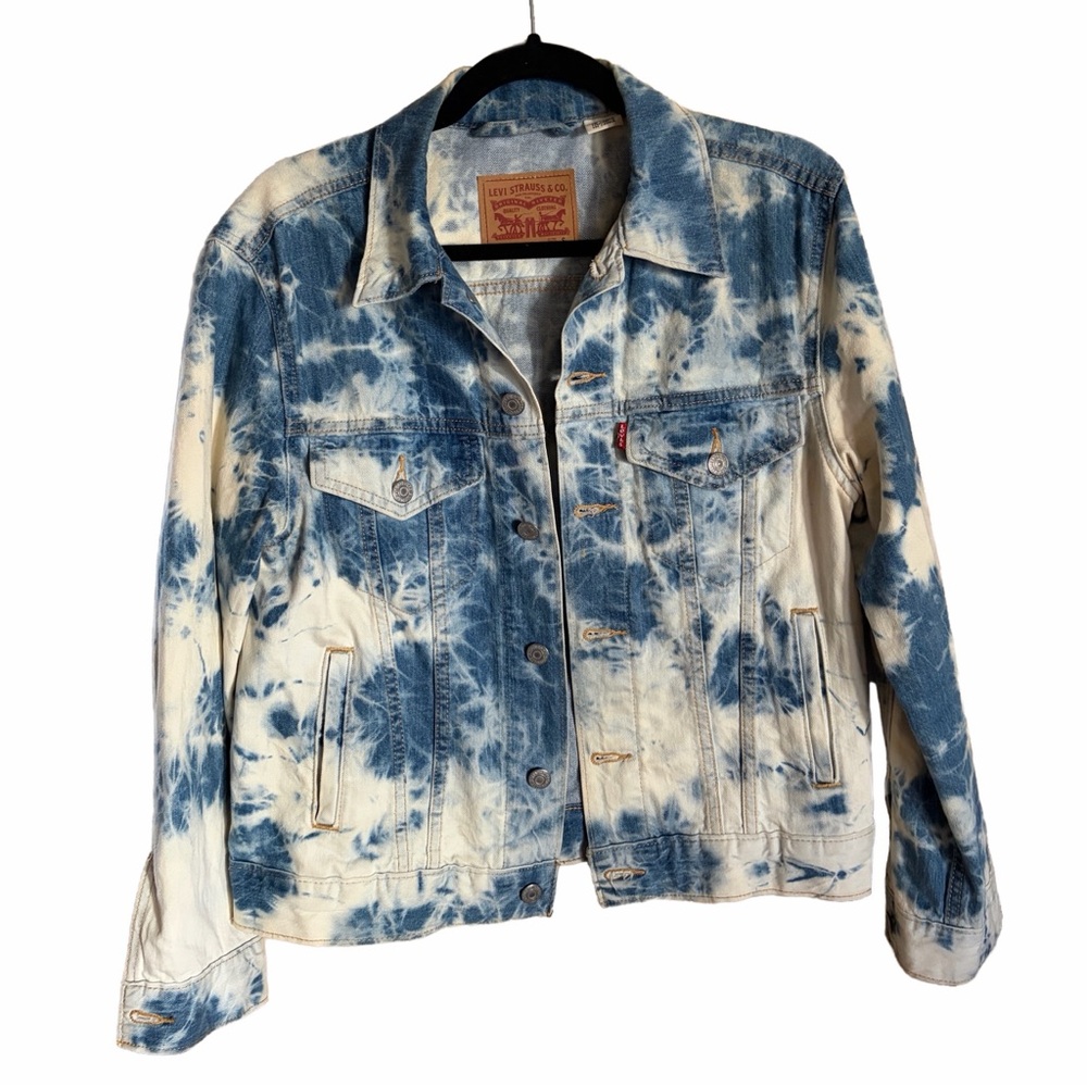 Levi's Blue and White Tie-Dye Denim Jacket